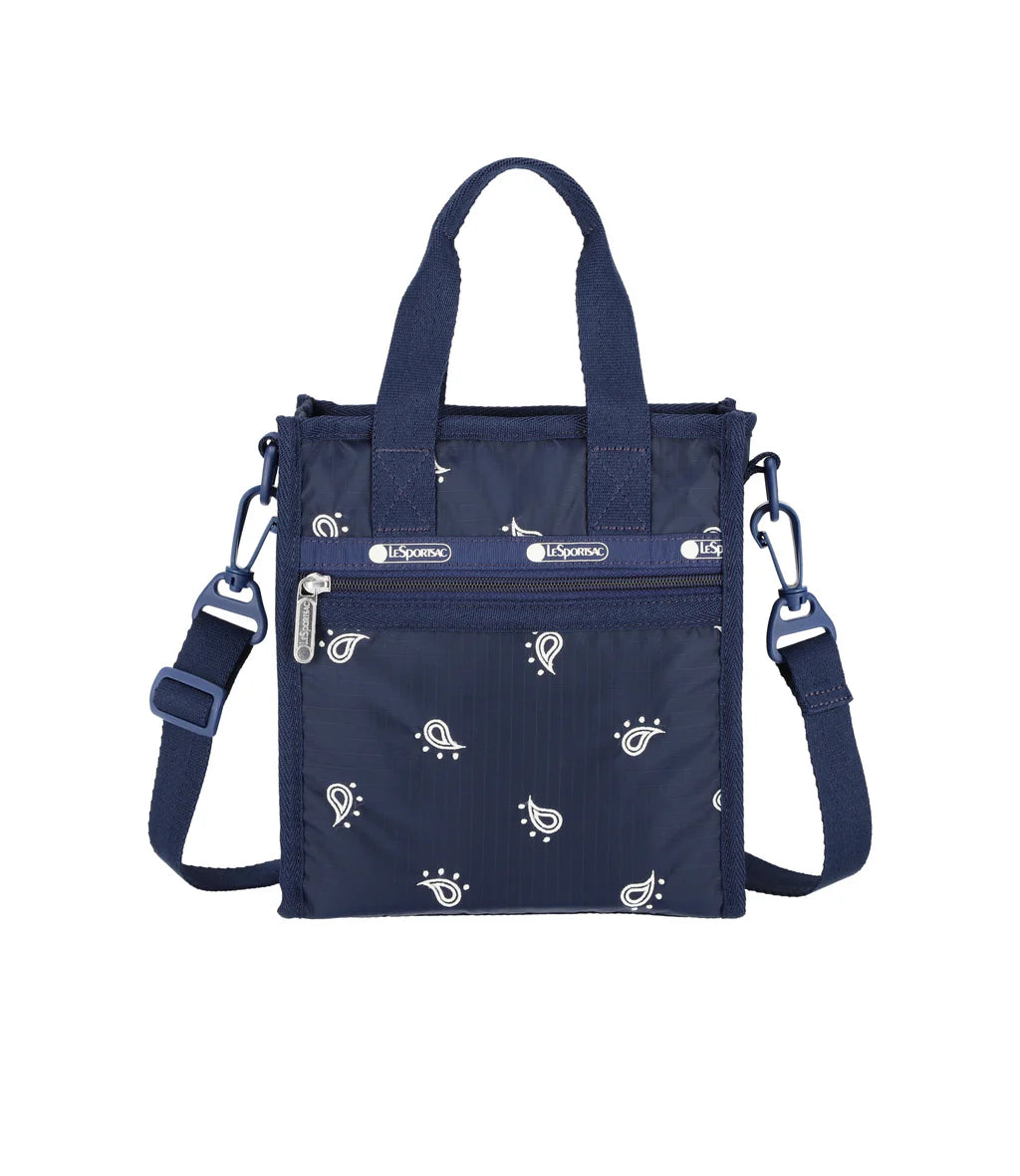 Mini North/South Tote<br>Navy Bandana Embroidery