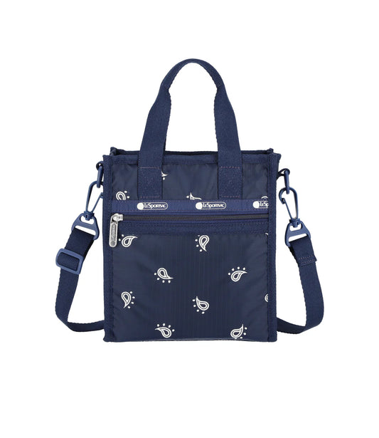 Mini North/South Tote<br>Navy Bandana Embroidery