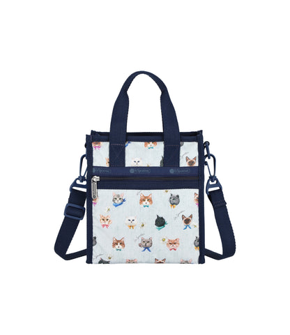 Mini North/South Tote<br>Playful Cats Sky Blue