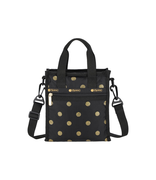 Mini North/South Tote<br>Gold Glitter Dots