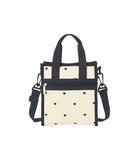 Mini North/South Tote<br>Navy Swiss Heart