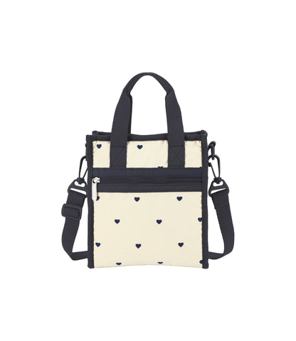 Mini North/South Tote<br>Navy Swiss Heart
