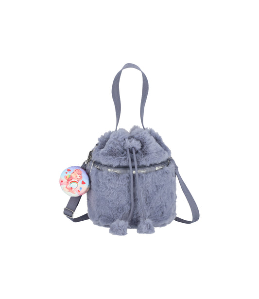 Drawstring Bucket Bag<br>Care Bears Fuzzy Gray