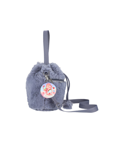 Drawstring Bucket Bag<br>Care Bears Fuzzy Gray