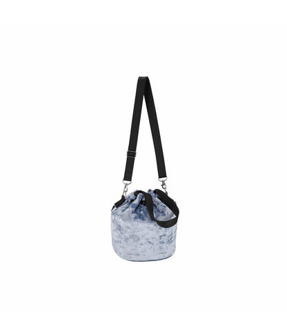 Drawstring Bucket Bag<br>Velour Blue