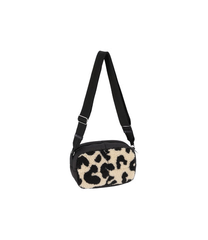 Puffy Cube Crossbody<br>Leopard Sherpa