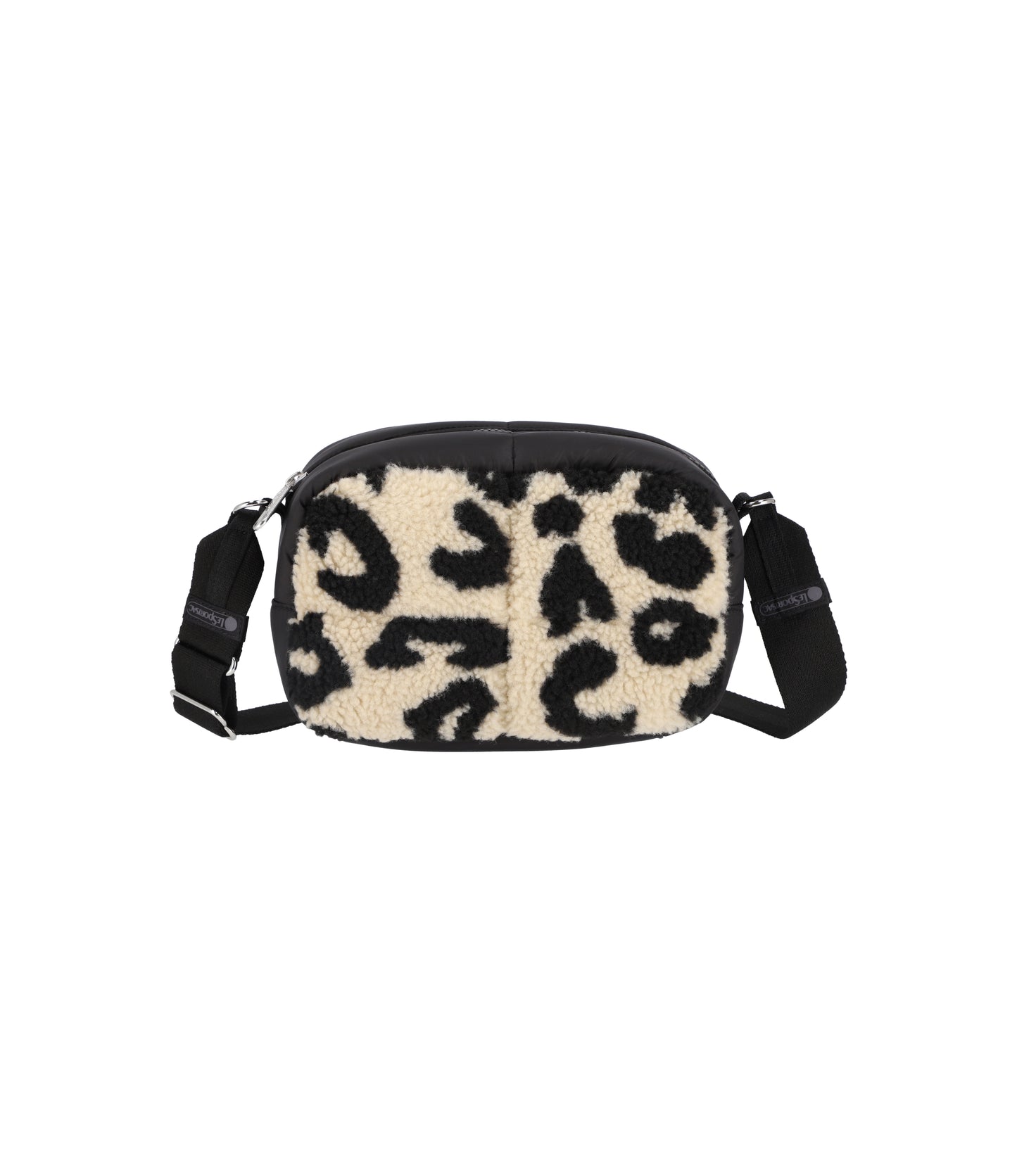 Puffy Cube Crossbody<br>Leopard Sherpa