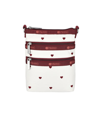 3 Zip Crossbody<br>Berry Heart Embroidery