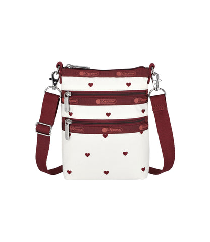 3 Zip Crossbody<br>Berry Heart Embroidery