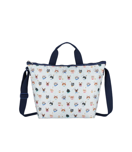 Deluxe Easy Carry Tote<br>Playful Cats Sky Blue