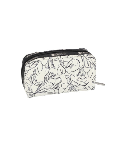Rectangular Cosmetic<br>Sketched Floral Ivory