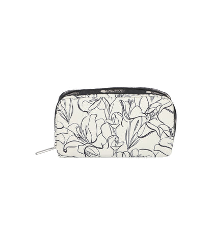 Rectangular Cosmetic<br>Sketched Floral Ivory