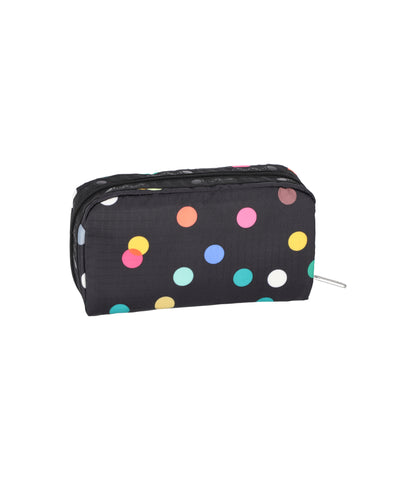 Rectangular Cosmetic<br>Multicolor Dots Black