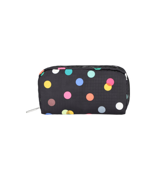 Rectangular Cosmetic<br>Multicolor Dots Black