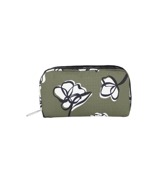 Rectangular Cosmetic<br>Olive Floral Silhouette