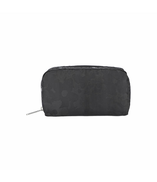 Rectangular Cosmetic<br>Black Floral Jacquard
