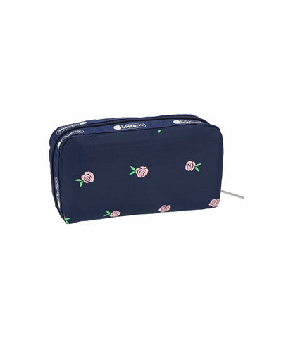 Rectangular Cosmetic<br>Pink Roses Embroidery