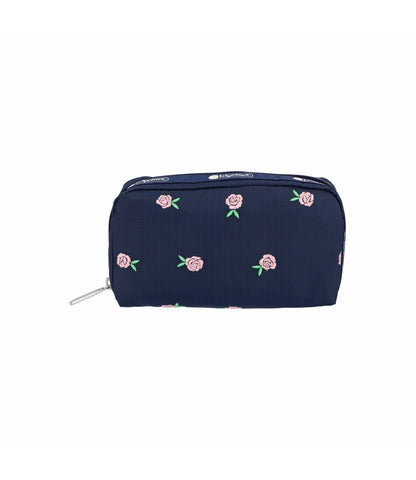 Rectangular Cosmetic<br>Pink Roses Embroidery