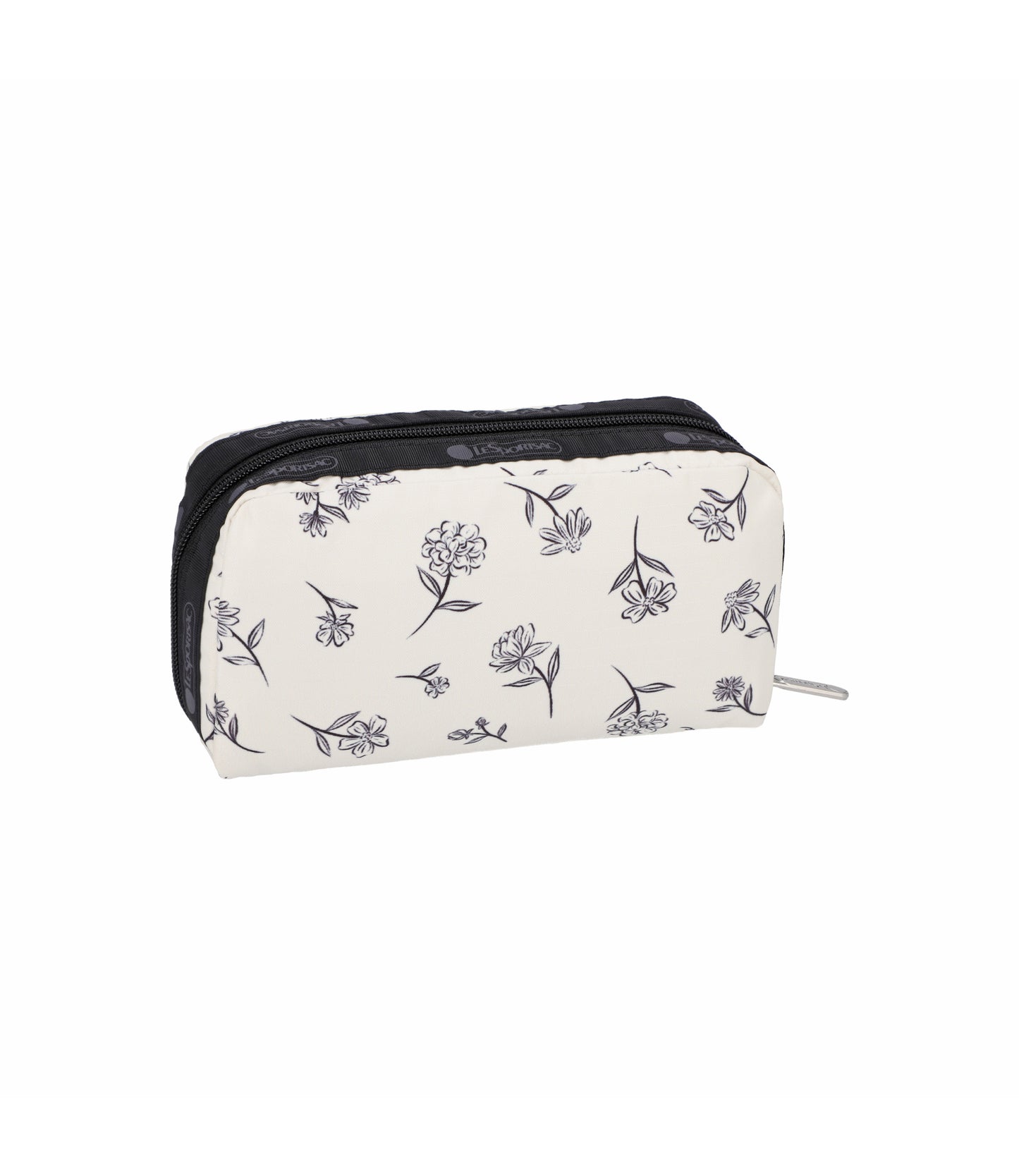 Rectangular Cosmetic<br>Ink Sketched Floral Ivory