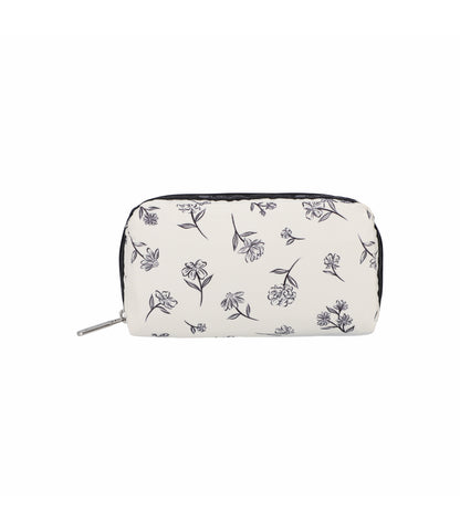 Rectangular Cosmetic<br>Ink Sketched Floral Ivory