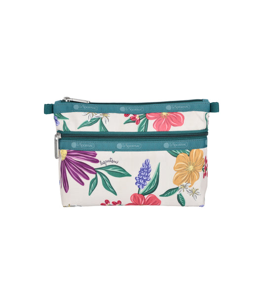 Cosmetic Clutch<br>Graphic Floral Ivory