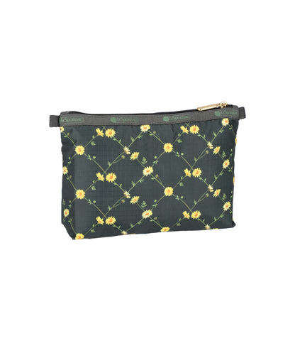 Cosmetic Clutch<br>Daisy Cross Green