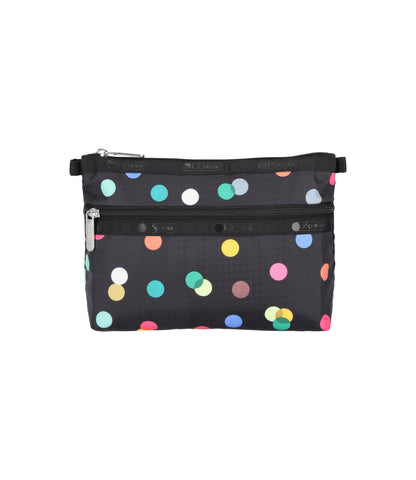 Cosmetic Clutch<br>Multicolor Dots Black