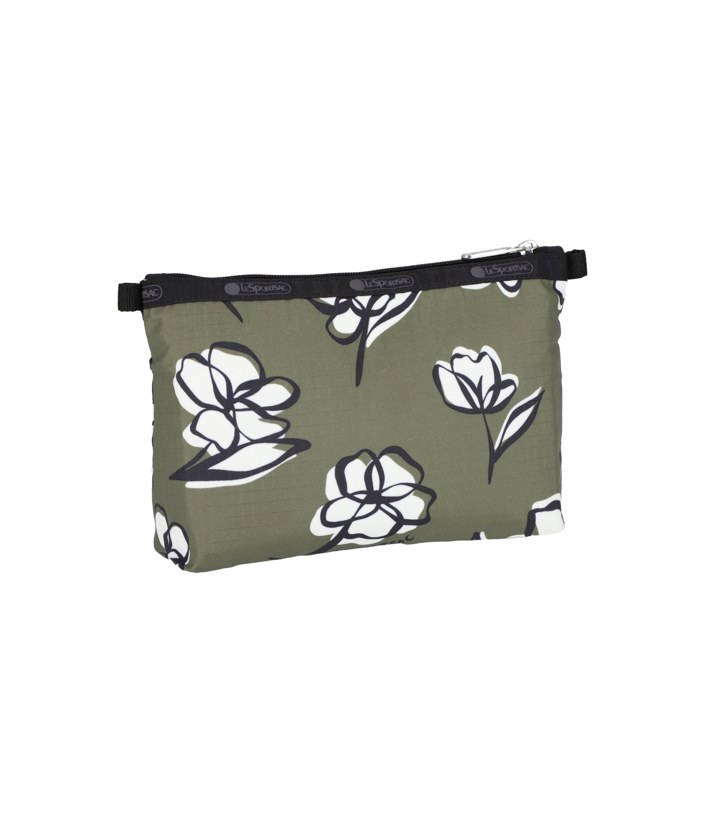 Cosmetic Clutch<br>Olive Floral Silhouette