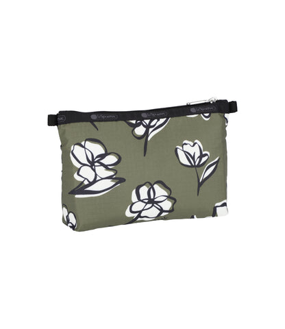 Cosmetic Clutch<br>Olive Floral Silhouette