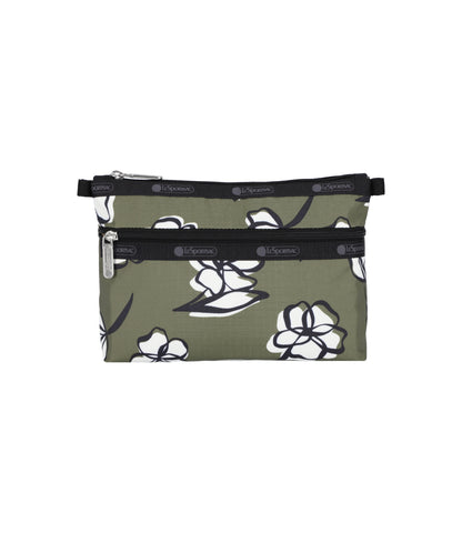 Cosmetic Clutch<br>Olive Floral Silhouette
