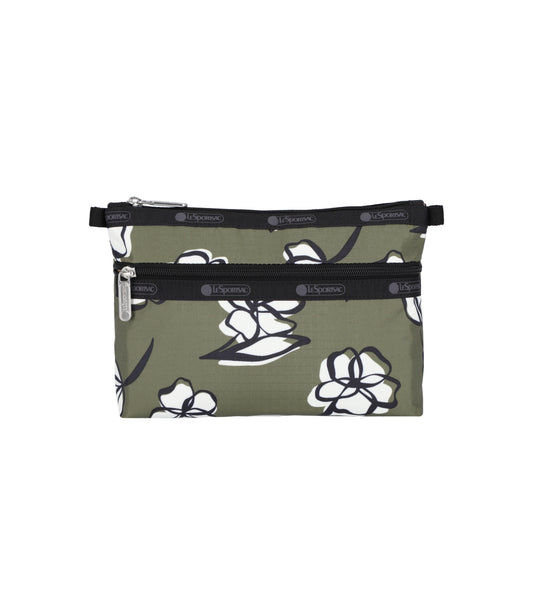 Cosmetic Clutch<br>Olive Floral Silhouette