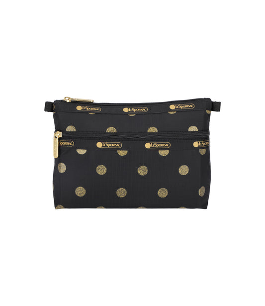 Cosmetic Clutch<br>Gold Glitter Dots