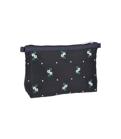 Cosmetic Clutch<br>Floral Lattice Embroidery