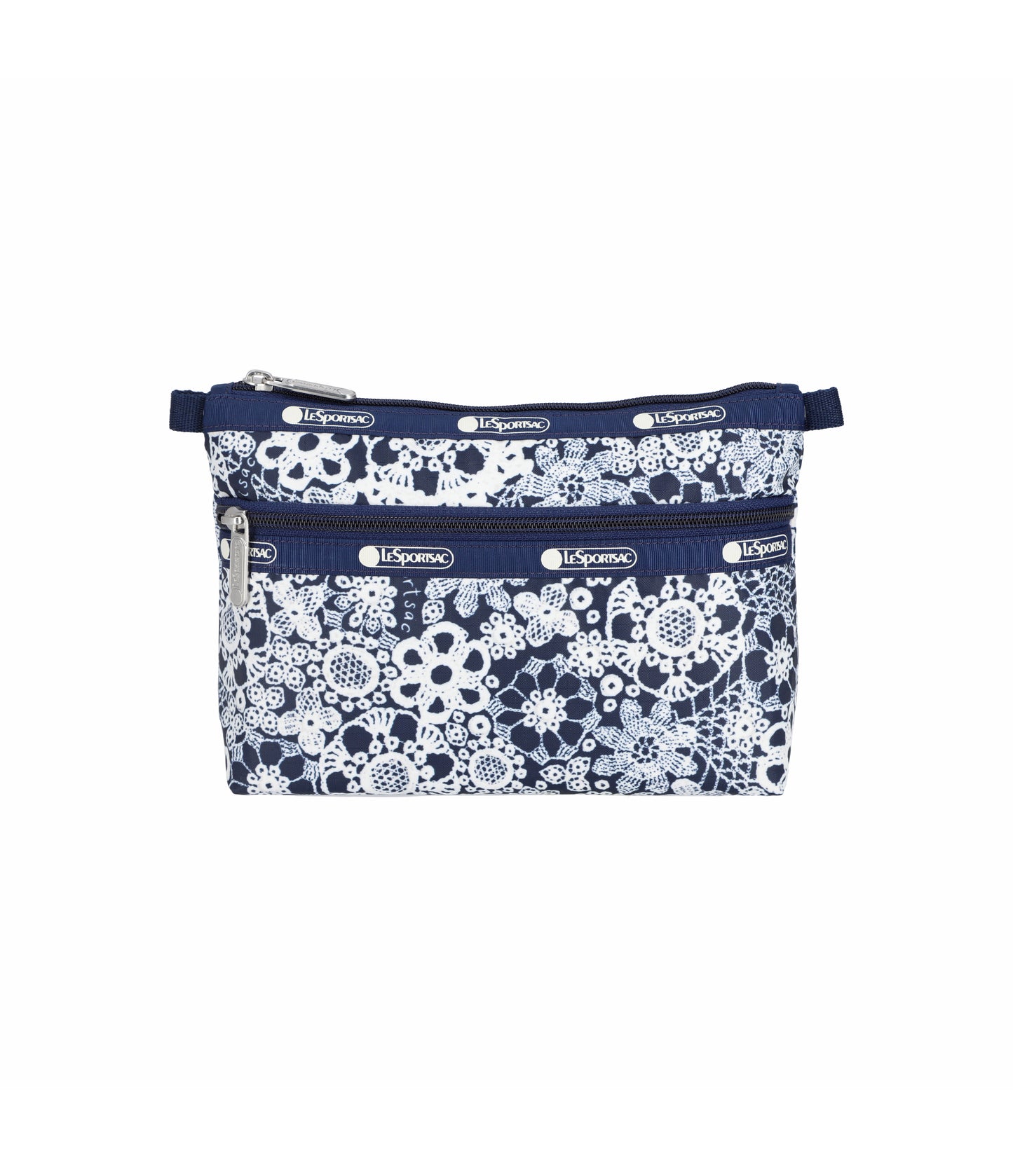 Cosmetic Clutch<br>Floral Lace Navy