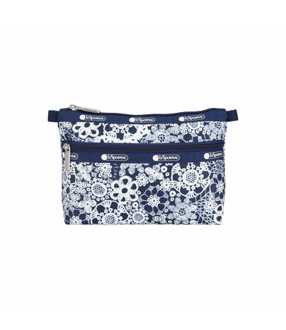 Cosmetic Clutch<br>Floral Lace Navy