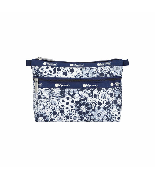 Cosmetic Clutch<br>Floral Lace Navy