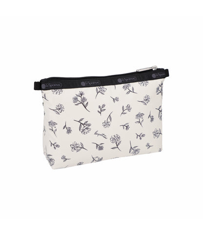 Cosmetic Clutch<br>Ink Sketched Floral Ivory