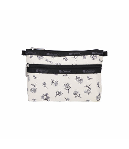 Cosmetic Clutch<br>Ink Sketched Floral Ivory