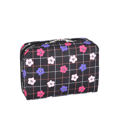 Extra Large Rectangular Cosmetic<br>Floral Plaid