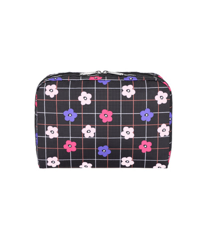 Extra Large Rectangular Cosmetic<br>Floral Plaid