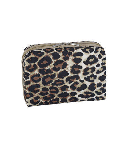 Extra Large Rectangular Cosmetic<br>Flaxen Leopard