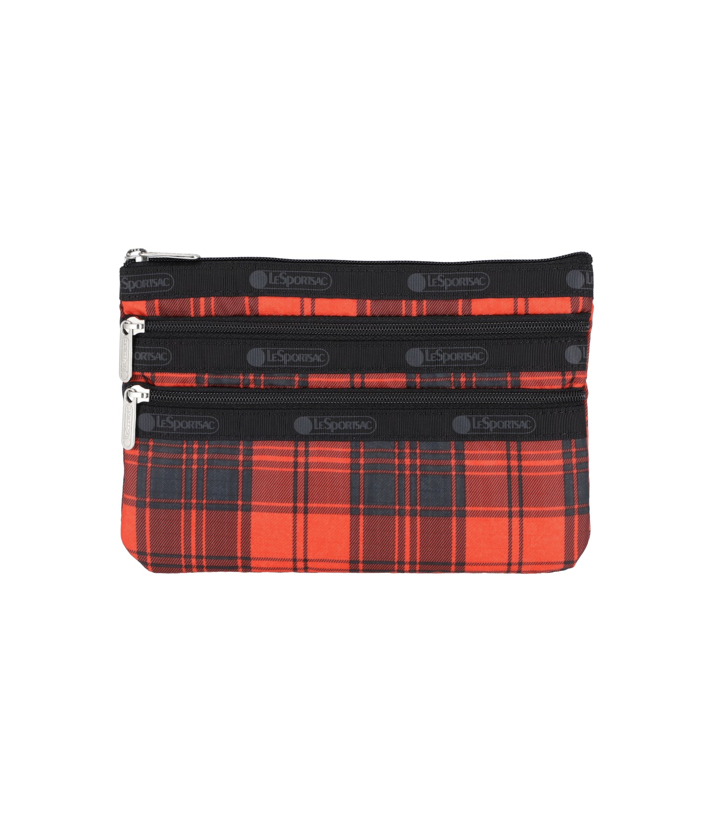 3-Zip Cosmetic<br>Red Tartan