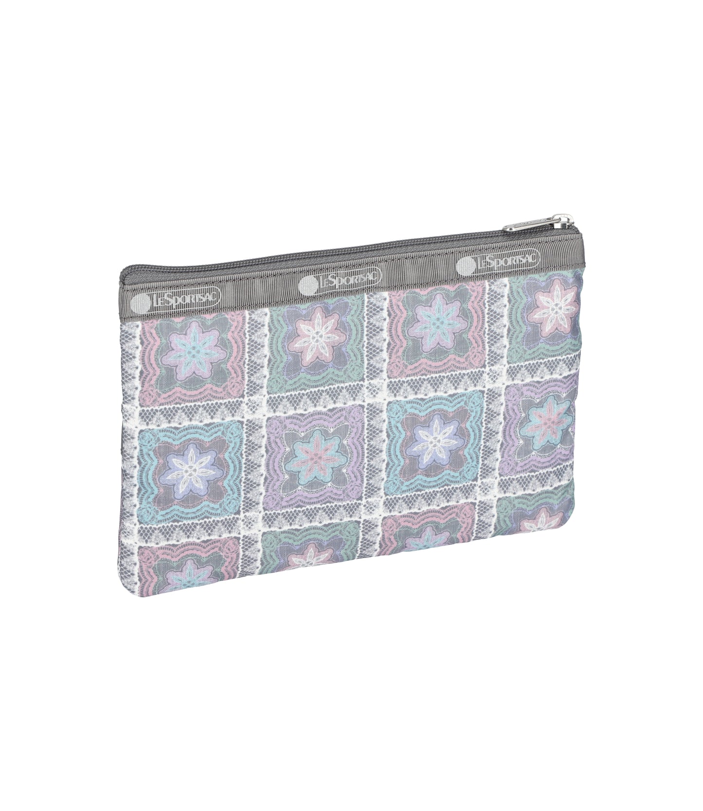 3-Zip Cosmetic<br>Pastel Geometric Lace