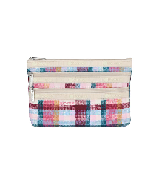 3-Zip Cosmetic<br>Pink Plaid