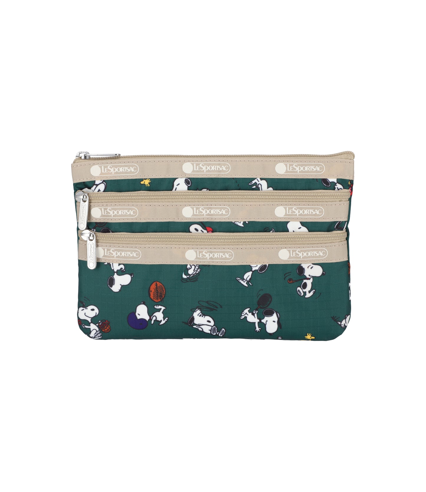 3-Zip Cosmetic<br>Snoopy and Woodstock Green