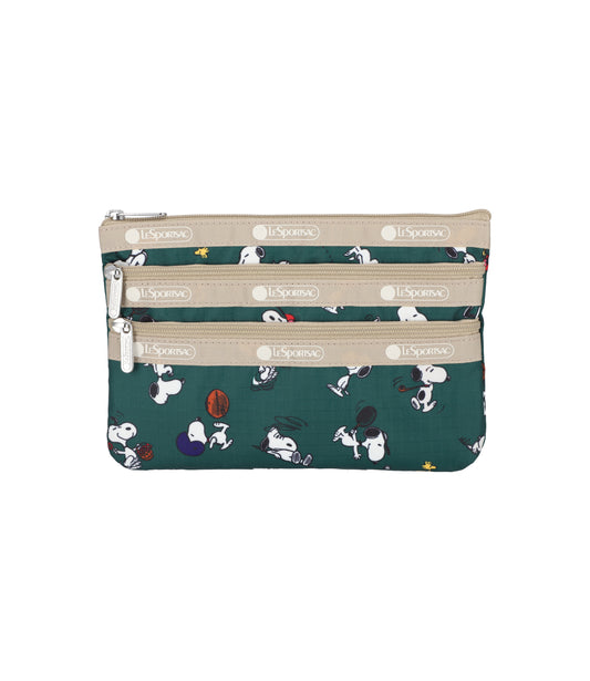 3-Zip Cosmetic<br>Snoopy and Woodstock Green