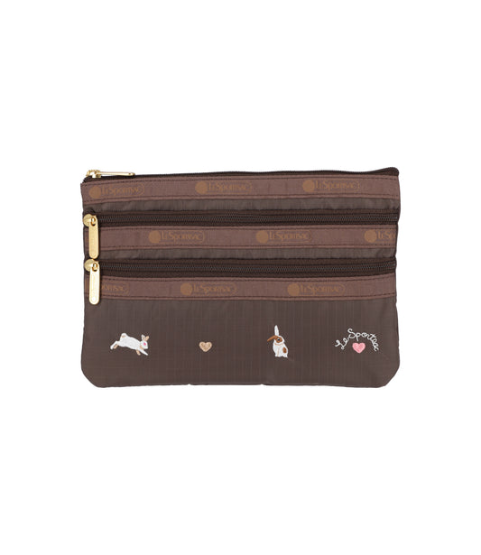 3-Zip Cosmetic<br>Bunny Embroidery