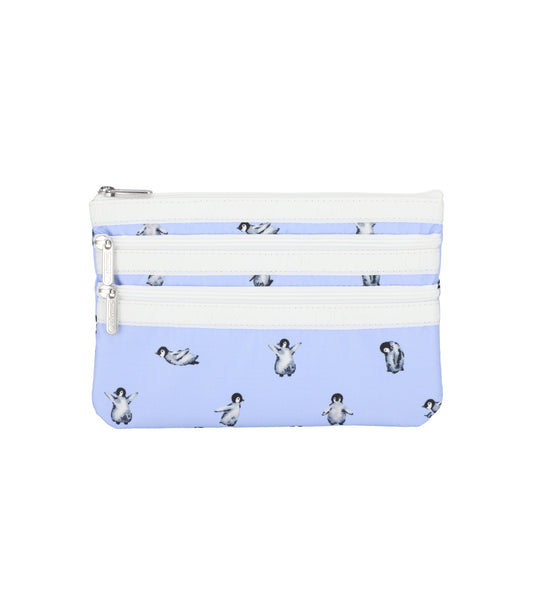 3-Zip Cosmetic<br>Petite Penguins White
