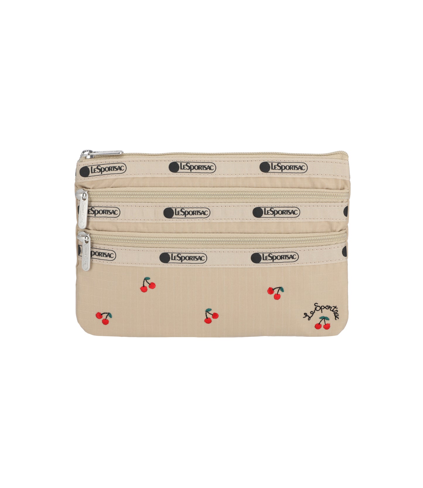 3 Zip Cosmetic<br>Cherry Embroidery