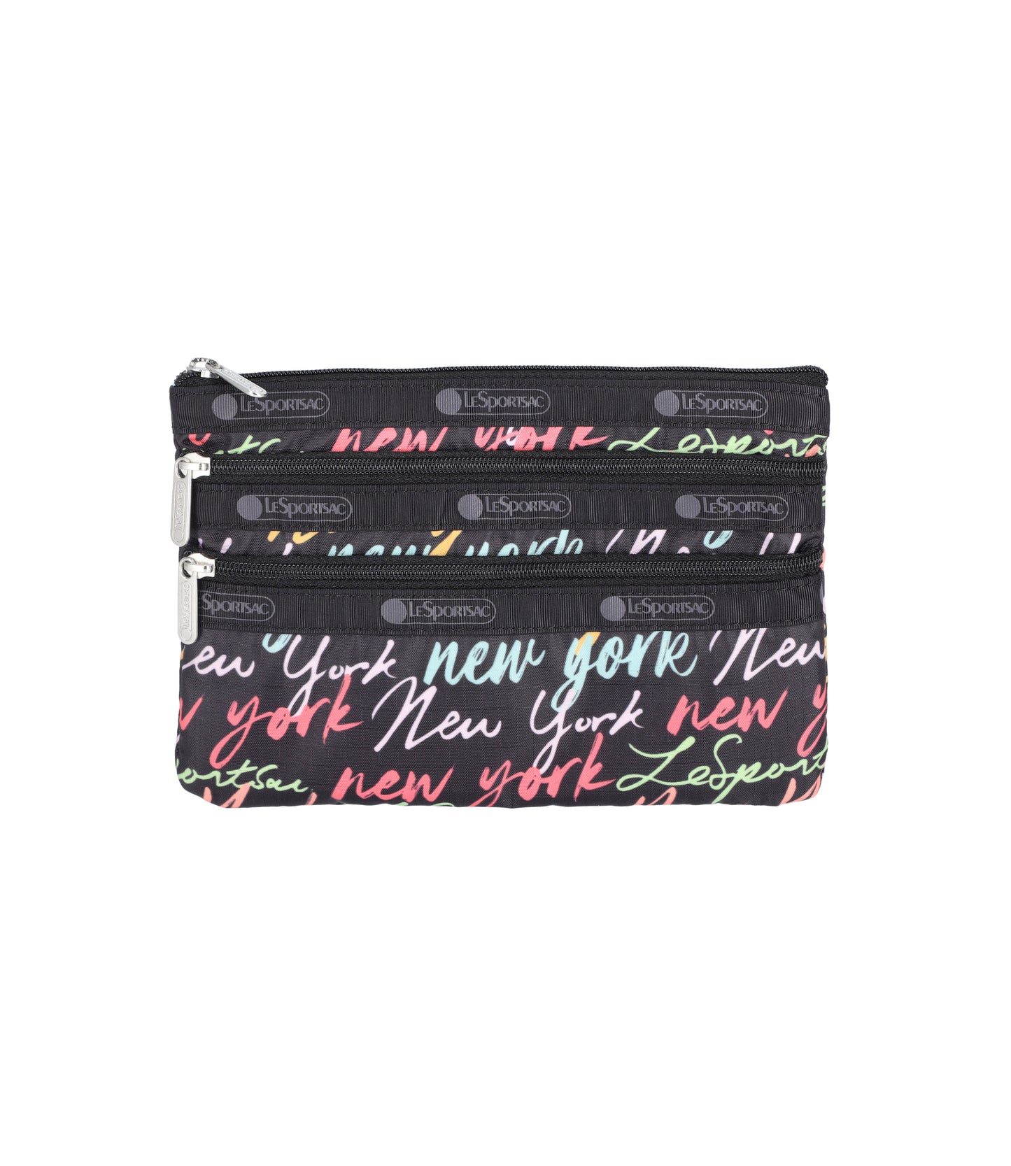 3 Zip Cosmetic<br>NYC Script Black